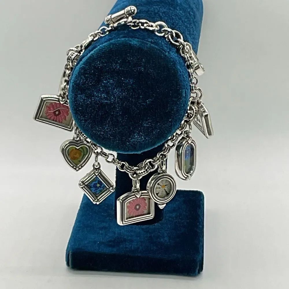 Brighton Floral Frame Joyful Moment Charm Bracelet with Colorful Accents